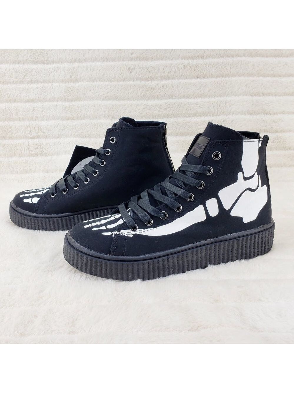 Demonia Sneeker Mens X-Ray Graphic Bone Creeper Sneaker Flame Tread Goth Punk - Picture 5 of 9